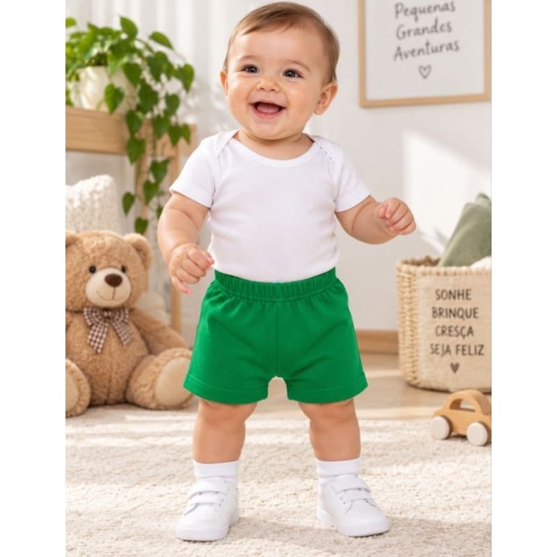 Shorts para Bebê Tapa Fralda 100% algodão 0 a 12 meses PMG