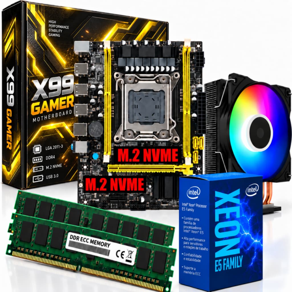 KIT UPGRADE GAMER - XEON E5 2680 V4, PLACA MÃE X99, 64GB DDR4