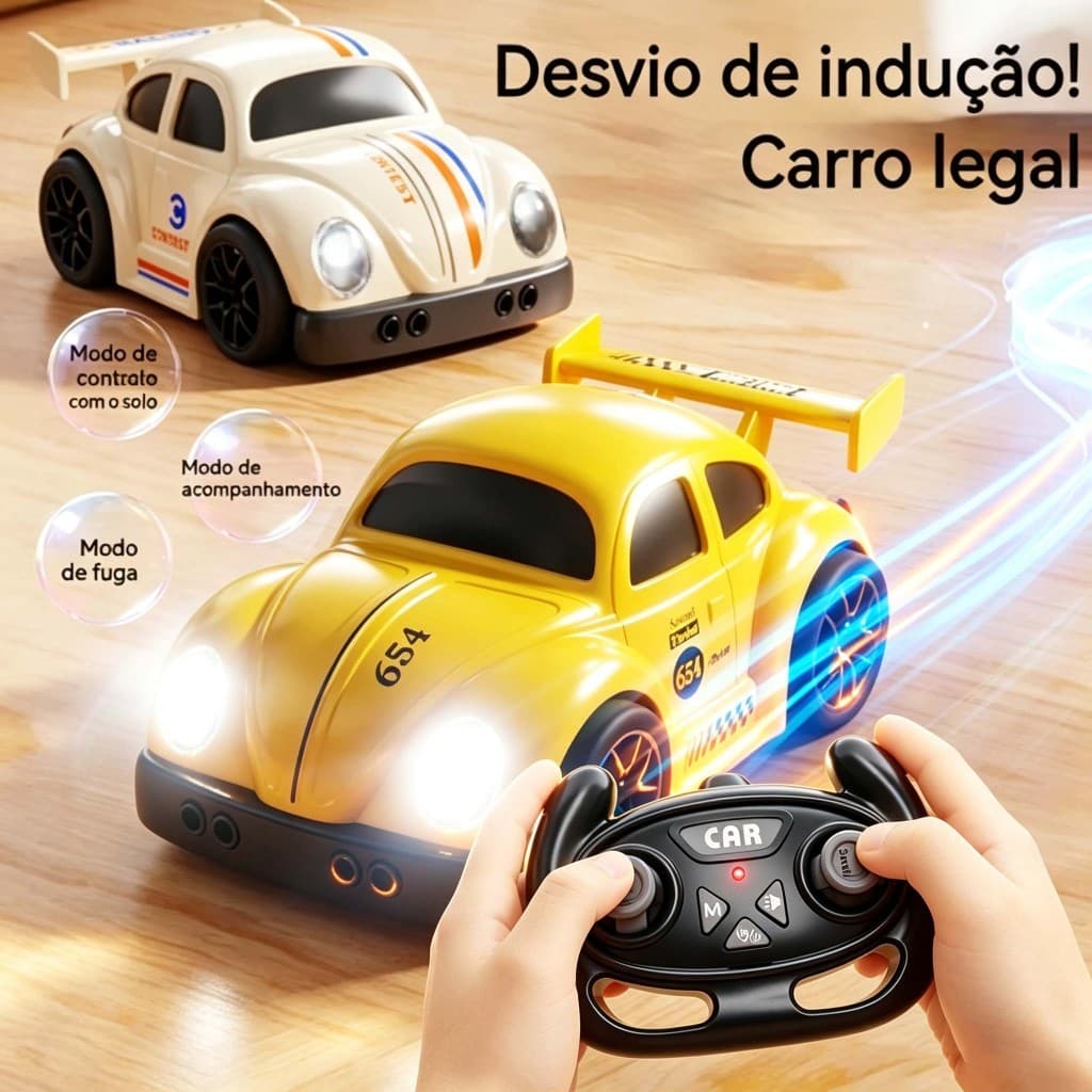 Mini Carrinho RC 1:64 2.4G com Controle Remoto Drift Sensor Inteligente Luzes LED e Sons Brinquedo Infantil