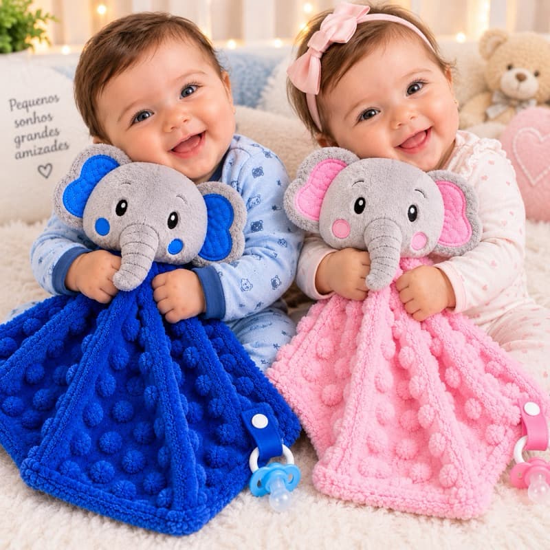 Naninhas Pipoquinha Bebê Fofinhas 23x25cm | Naninha Infantil com Carinhas Fofas menino e menina