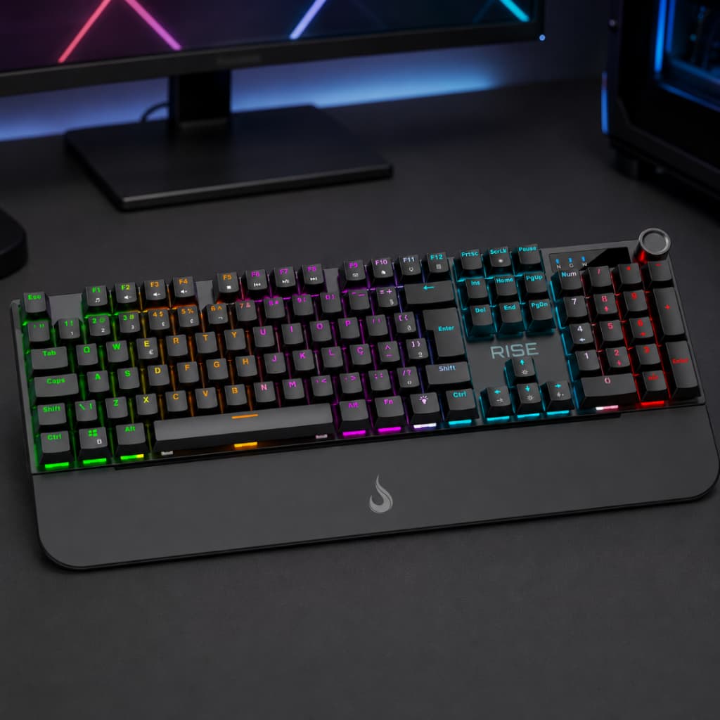 Teclado Mecânico Gamer Rise Mode Kyron Rgb Abnt2 Full Size