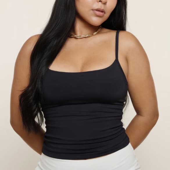 Regata Alça Fina Blusa Ana Feminino Liso Poliamida Tank Top Slim