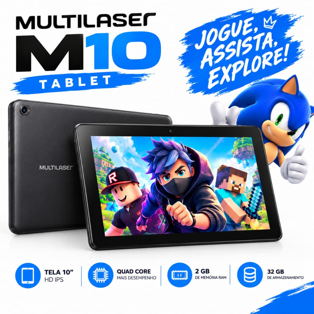 Tablet Multilaser M10 4G 32GB Tela 10.1 Pol Android 11 Kids Space