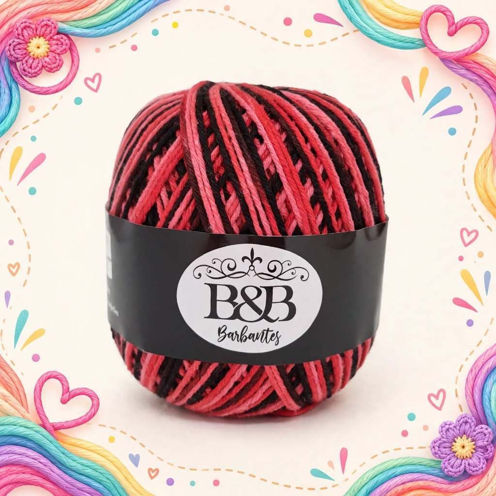 Barbante B&B-Degradê Cor 41 Vermelho/Bordô/Mesclado/Multicolor Novelo de 200g Fio 6 Para Crochê