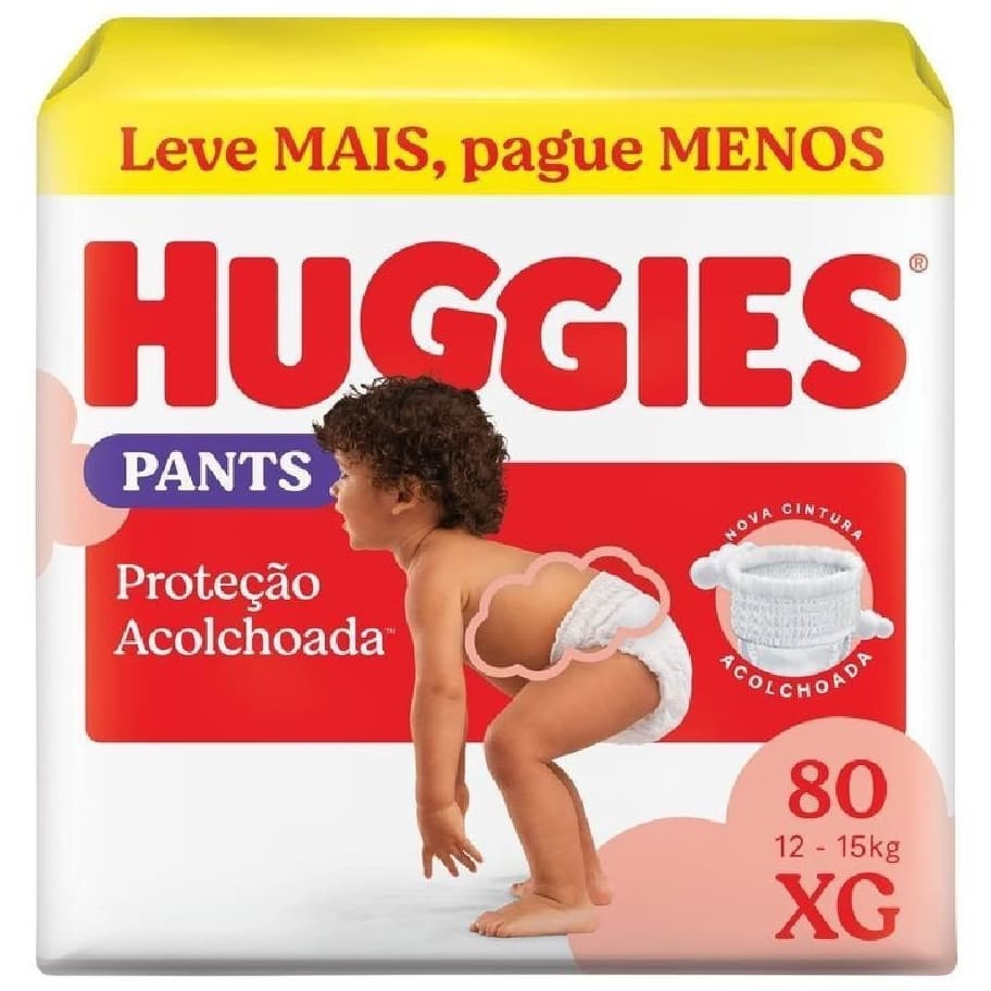 Fralda Roupinha Huggies Pants Proteção Acolchoada XG 80 unidades