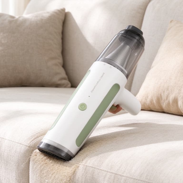 Aspirador de Pó Portátil Sem Fio de Mão Branco, Aspirador Recarregável USB, Alta Sucção para Limpeza de Carro, Sofá