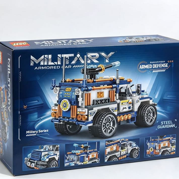 KIT DE BLOCOS DE MONTAR (TIPO LEGO) - CARRO BLINDADO MILITAR 1/18 396 Peças N.41076.