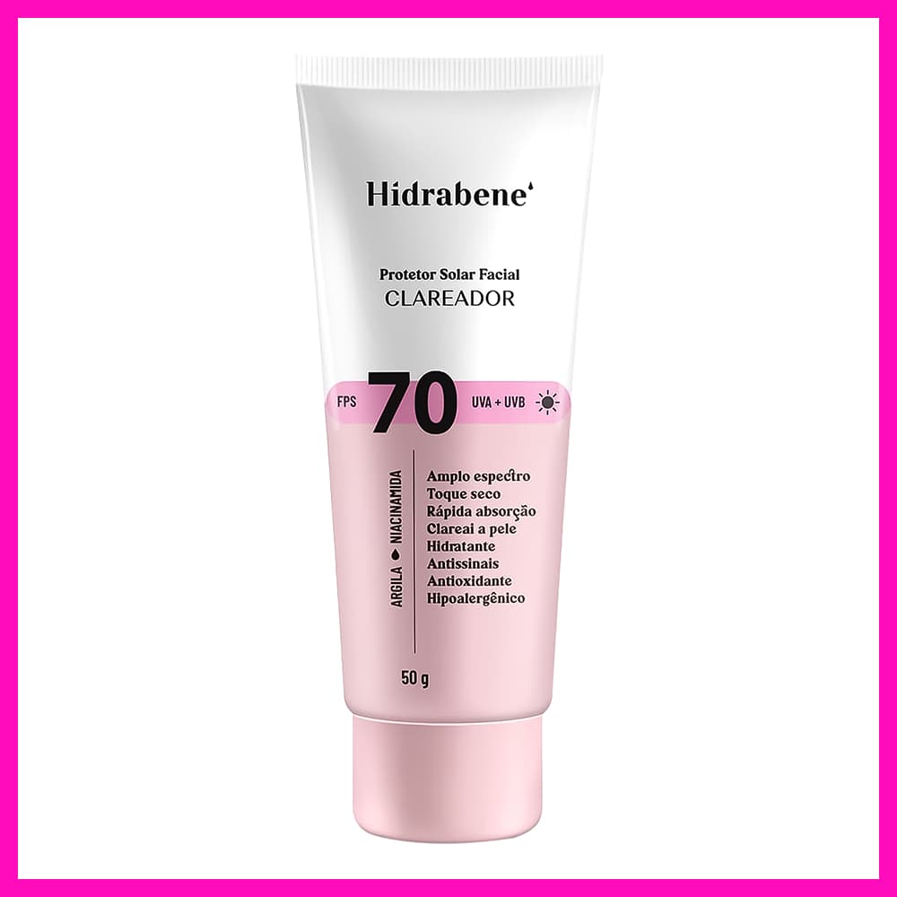 Hidrabene Protetor Solar Facial Clareador FPS 70 50g (Proteção diária com tratamento clareador.)
