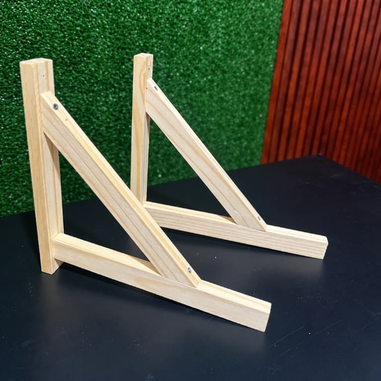 Kit 2 Mãos Francesas 28x28cm Pinus Suporte de Parede para Prateleira