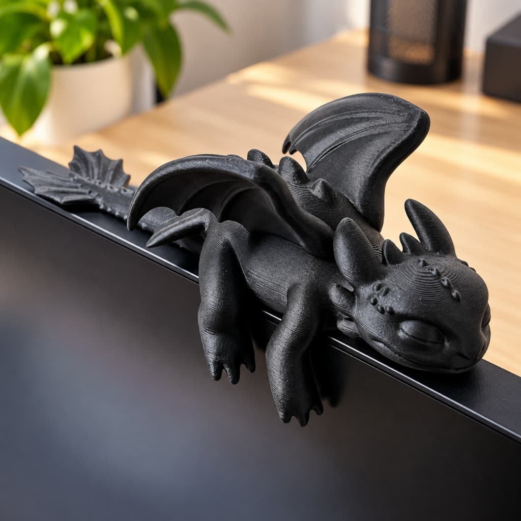 Dragão Deitado para Monitor | Enfeite Geek Decoração Setup Gamer | Apoio em Monitor, TV e Gabinete