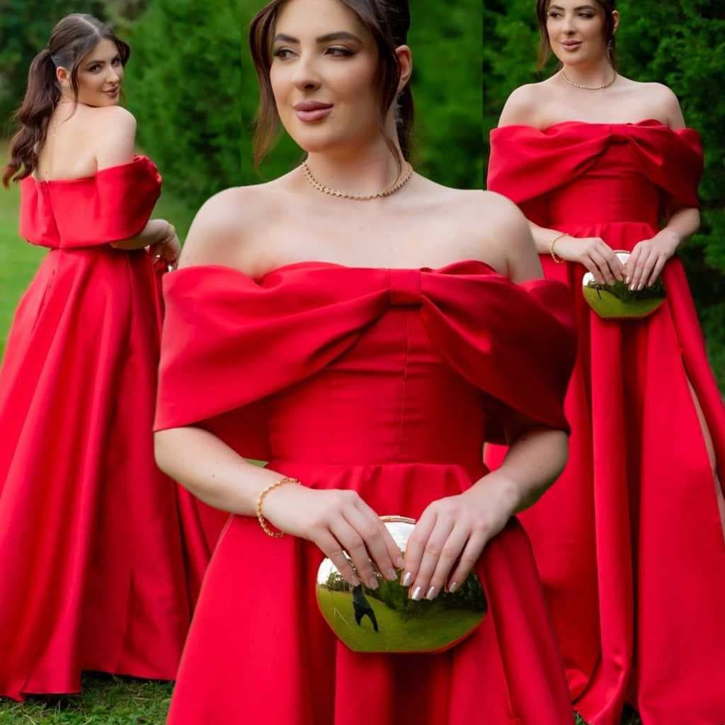 #030Vestido Longo de Festa no Zibeline Luxo Ombro a Ombro com Fenda Elegante – Vestido de Casamento, Formatura ,Madrinha