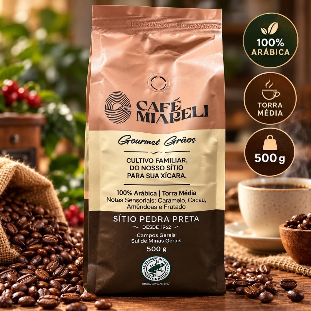 Café Especial em Grãos 500g 100% Arábica Gourmet Torra Média Direto da Fazenda Sul de Minas