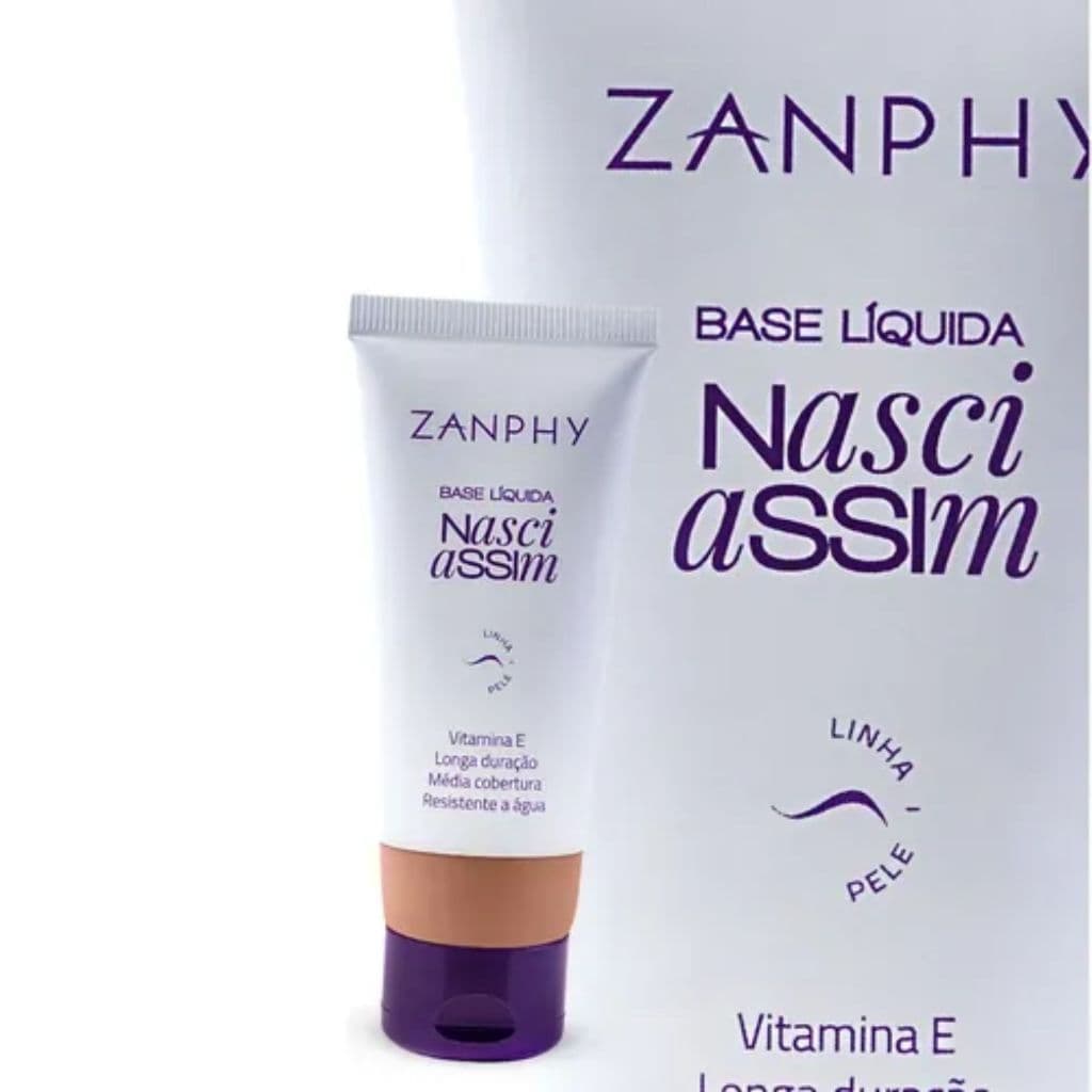 Base Líquida Zanphy Nasci Assim Cobertura Uniforme Matte VALIDADE 04/2027