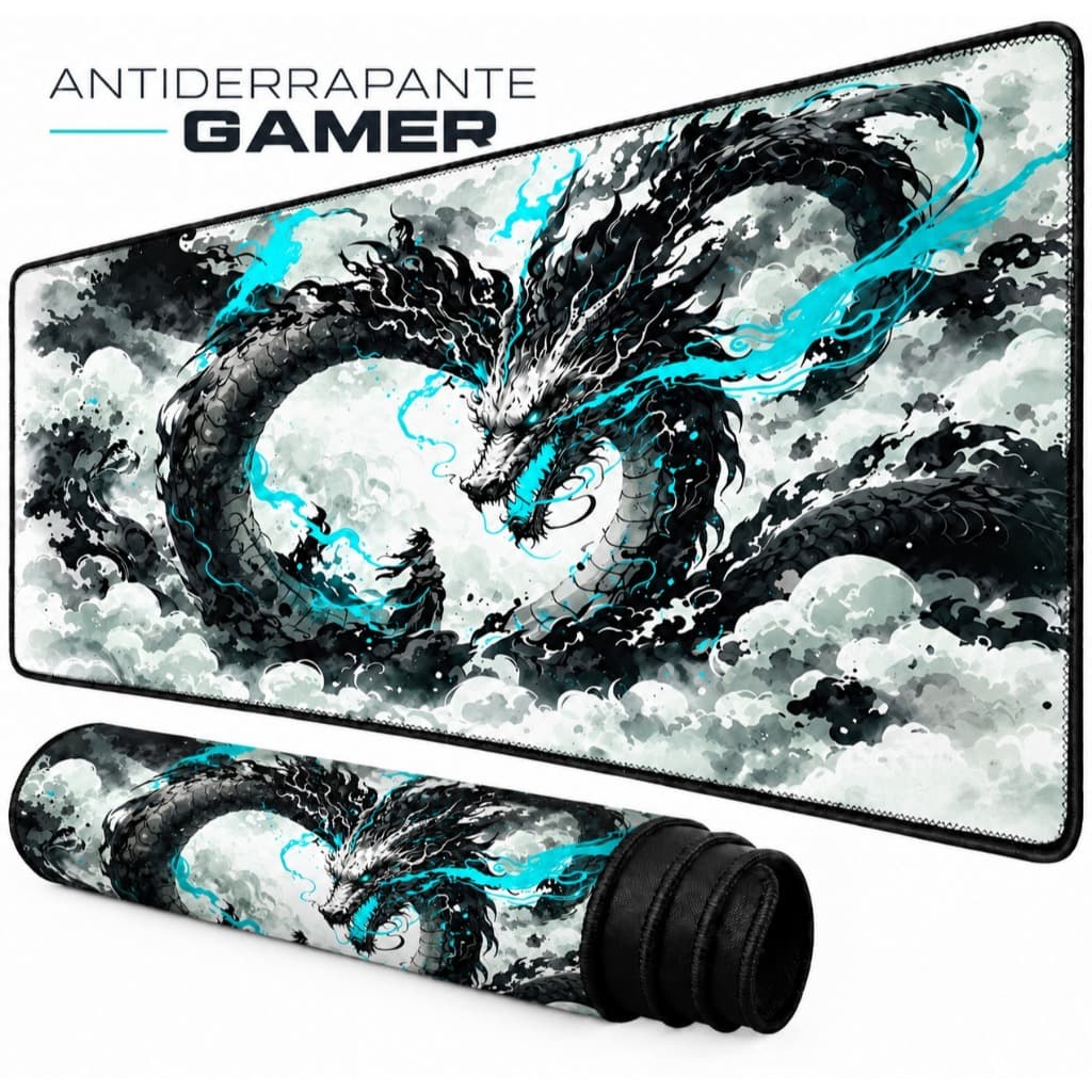 Mouse Pad Gamer Grande 80x30cm Anime Dragão Estampado Antiderrapante Speed para PC Notebook Setup