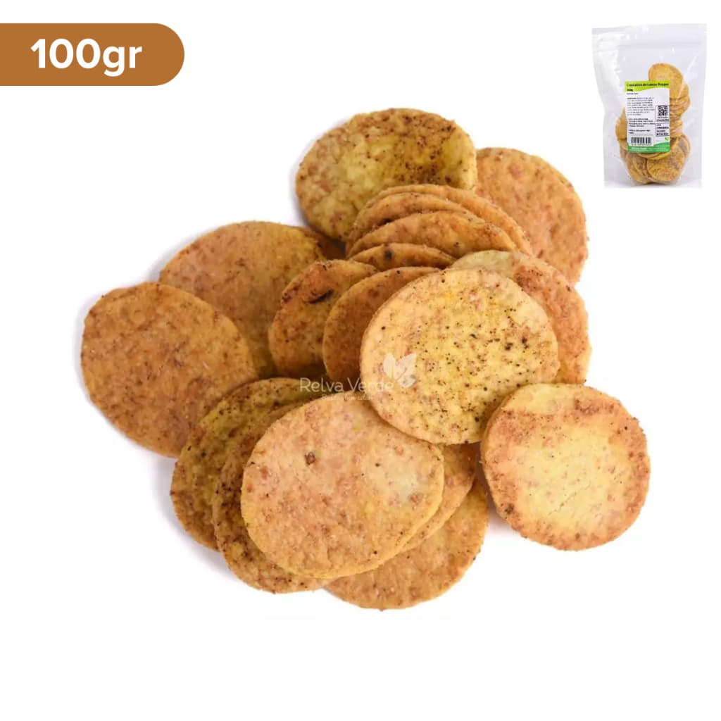 Crostatine de Lemon Pepper 100g Snack Crocante Petisco Saudável Lanche Snack Natural Relva Verde
