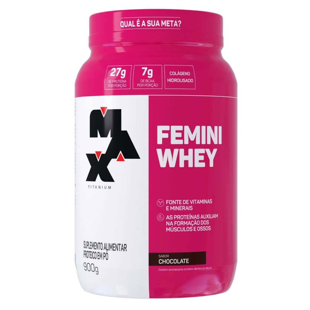 Femini Whey Protein Suplemento Max Titanium Chocolate 900gr