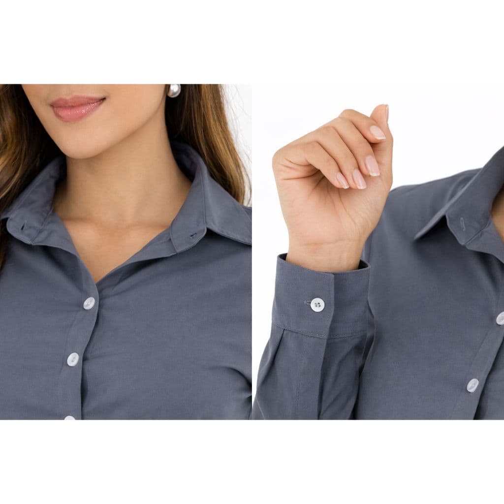 Camisa Social Feminina Manga Longa Lisa Trabalho Escritório Uniforme Premium