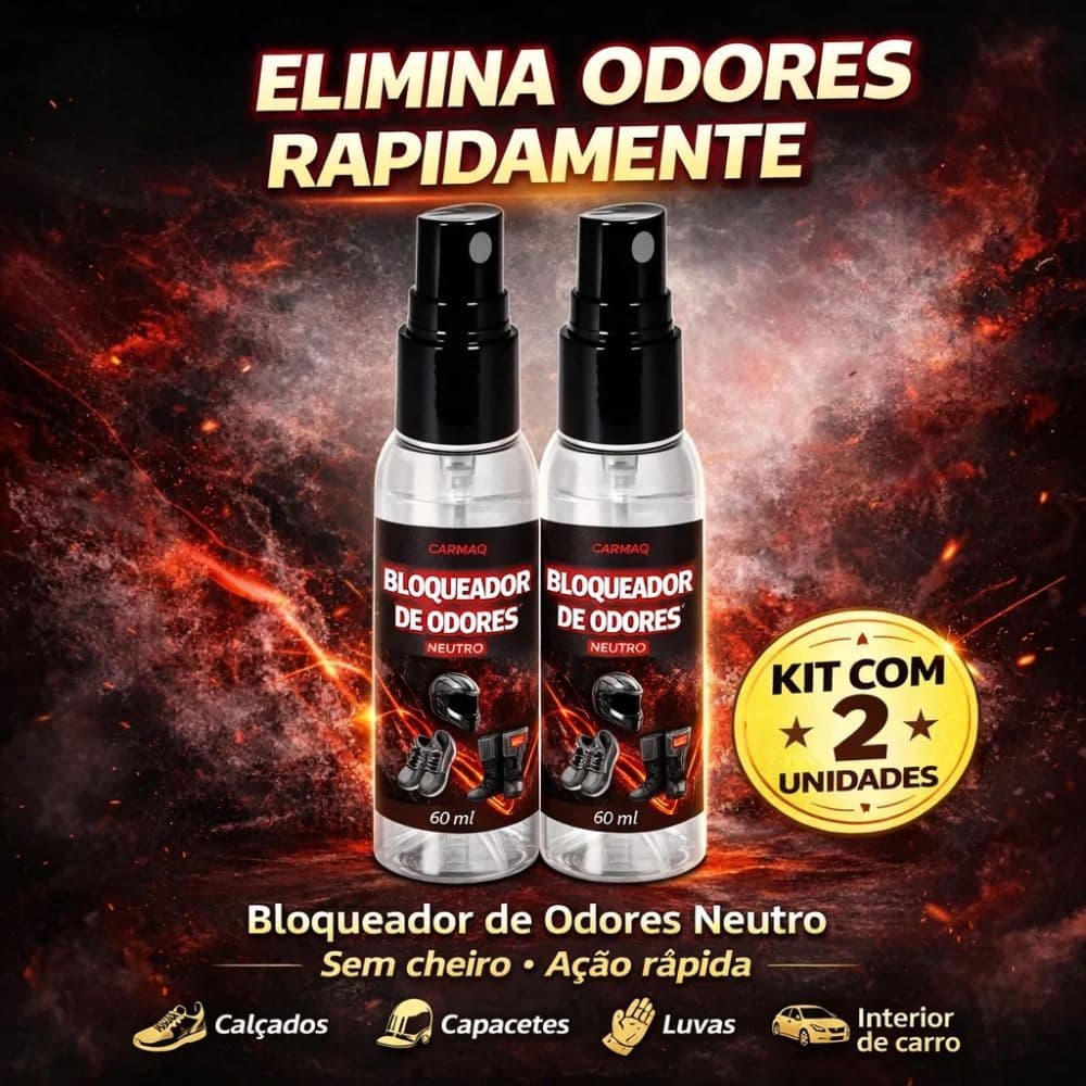 Kit 2 Bloqueador de Odores Neutro Spray Anti Odor Capacete Luvas Calçados Carro Elimina Mau Cheiro