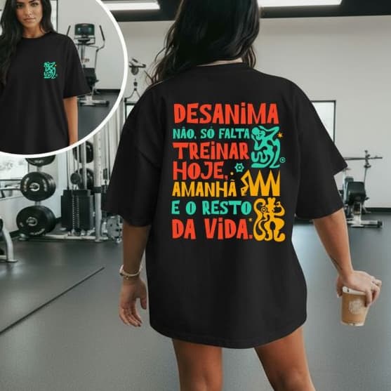Camiseta Camisa 100% Algodão Feminina Oversized Blusa Meme Treino Academia Fitness Meme Só Treinar