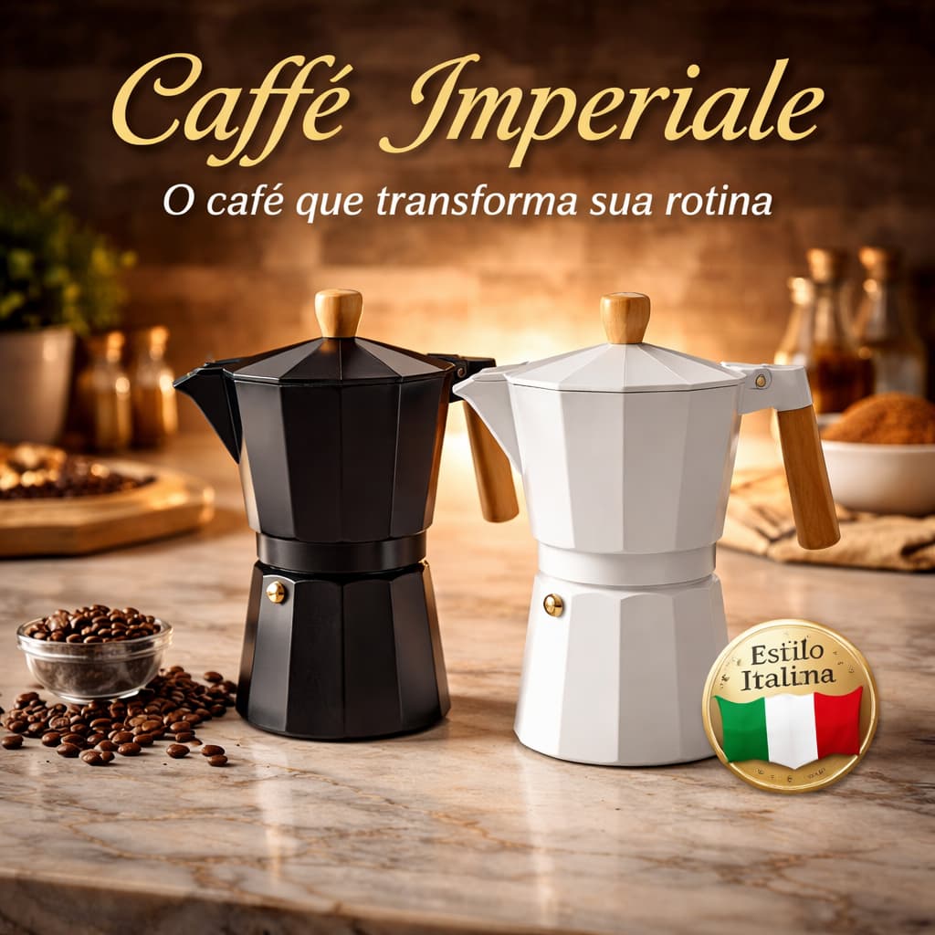 Cafeteira Italiana Moka 6 Xícaras Caffè Imperiale Alumínio Premium Café Expresso Forte