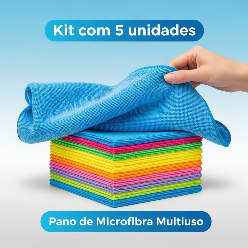 Kit 5 Pano Flanela Microfibra alta absorção Limpeza Automotiva Carro e Moto Multiuso 50x30