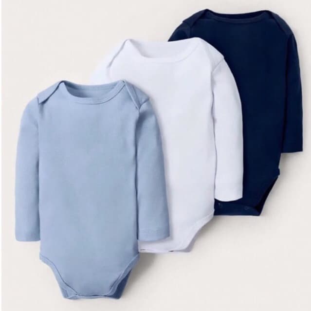 Kit 3 Body Bebê Manga Longa Liso Algodão Suedine Infantil Menino Menina Enxoval Bebê Inverno  Maternidade