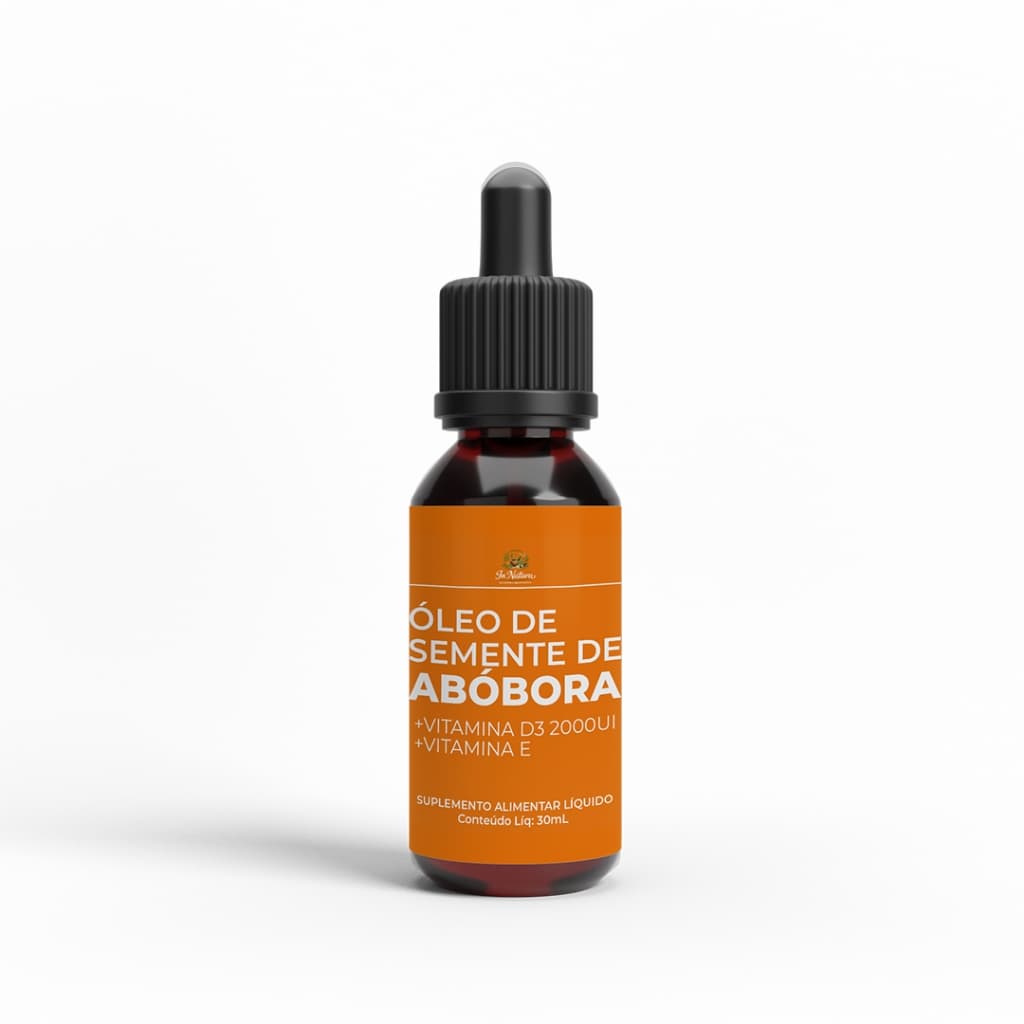 Suplemento Óleo de Semente de Abóbora 30 ml por Frasco | Vitamina D3 e Vitamina E - Envio Imediato.