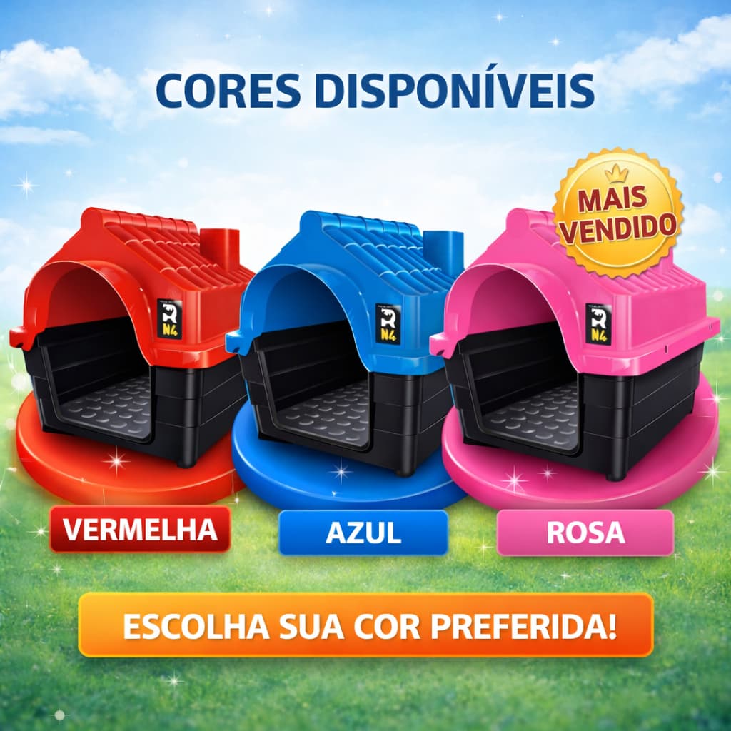 Casinha para Cachorro Medio Plástico Casa Cachorro Desmontável Resistente Casinha Pet Externa N4