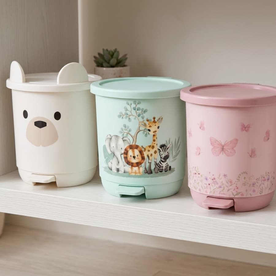Lixeira Infantil Ludica 6,5 Litros Com Pedal De Banheiro Quarto Criança Bebê