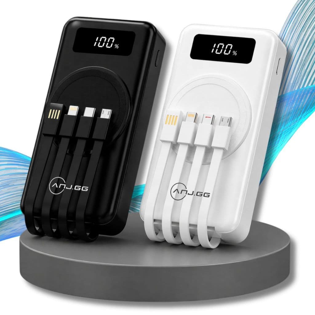 Power Bank 20000mah Portátil Por Indução Turbo Com Cabos Universal Carga Rápida IOS Android Tablet