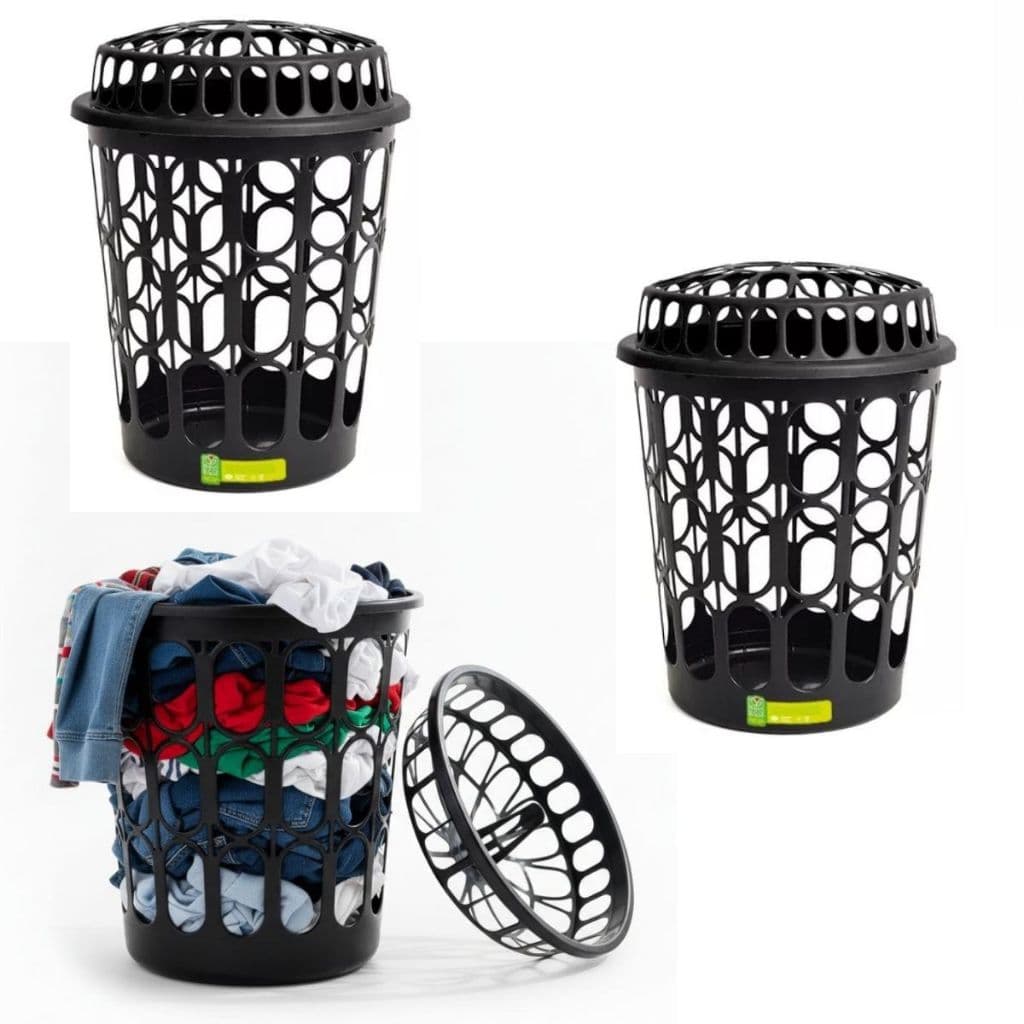 CESTO ORGANIZADOR ROUPAS SUJA 30 LITROS GRANDE TELADO REDONDO  TAMPA LAVANDERIA BANHEIRO QUARTO