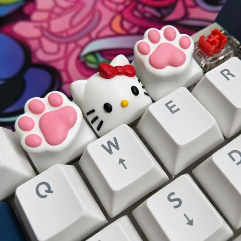 Conjunto 3 Keycap Hellokitty - Tecla Para Teclado Mecânico Hello Kitty