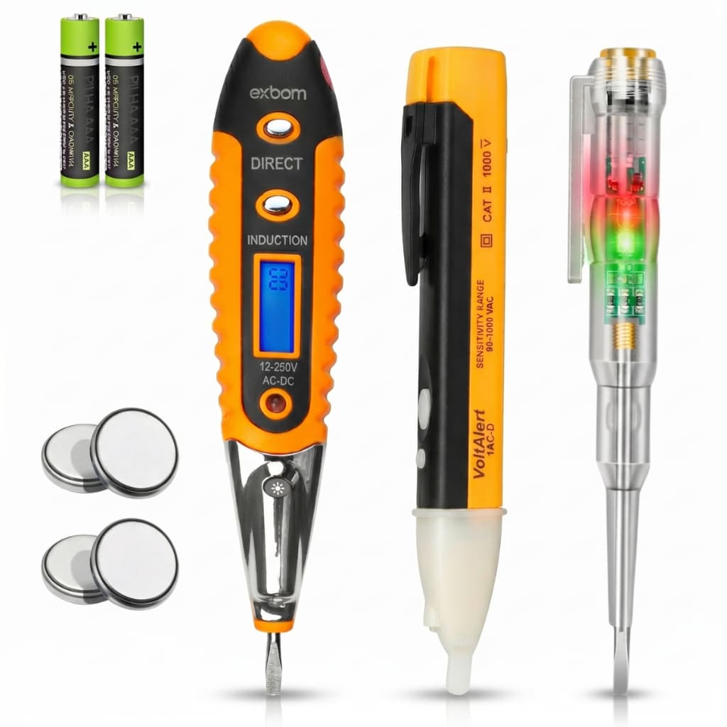 Kit 3 em 1 Chave Fenda Teste Voltagem + Chave Teste Digital de Corrente + Caneta Detectora de Tensão