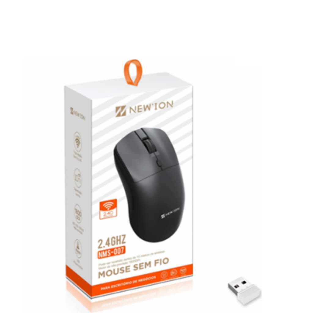 Mouse Sem Fio Wireless 2.4GHz USB Óptico Ergonômico Notebook PC Preto
