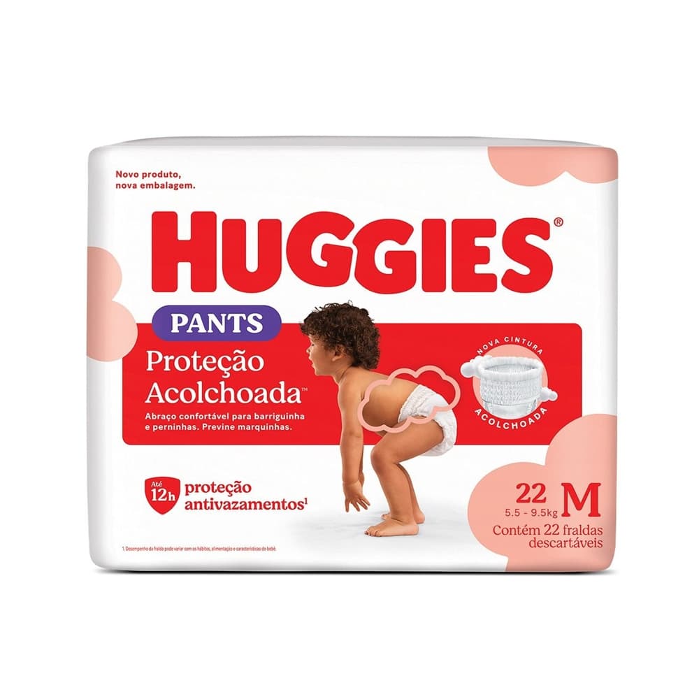 Fralda Roupinha Infantil Huggies Pants M com 22 Unidades