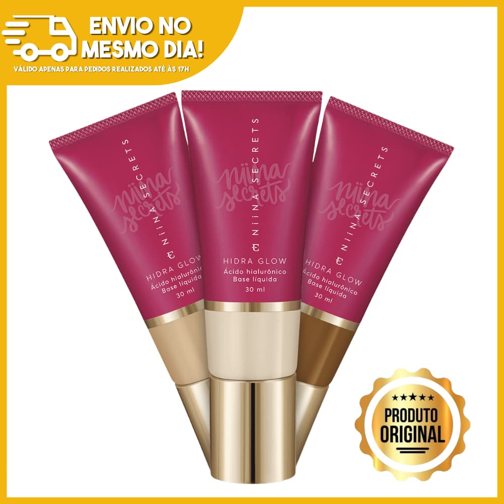 Base Líquida Niina Secrets Hidra Glow 30ml Eudora Alta Cobertura Glow Natural Longa Duração Original Postagem Imediata