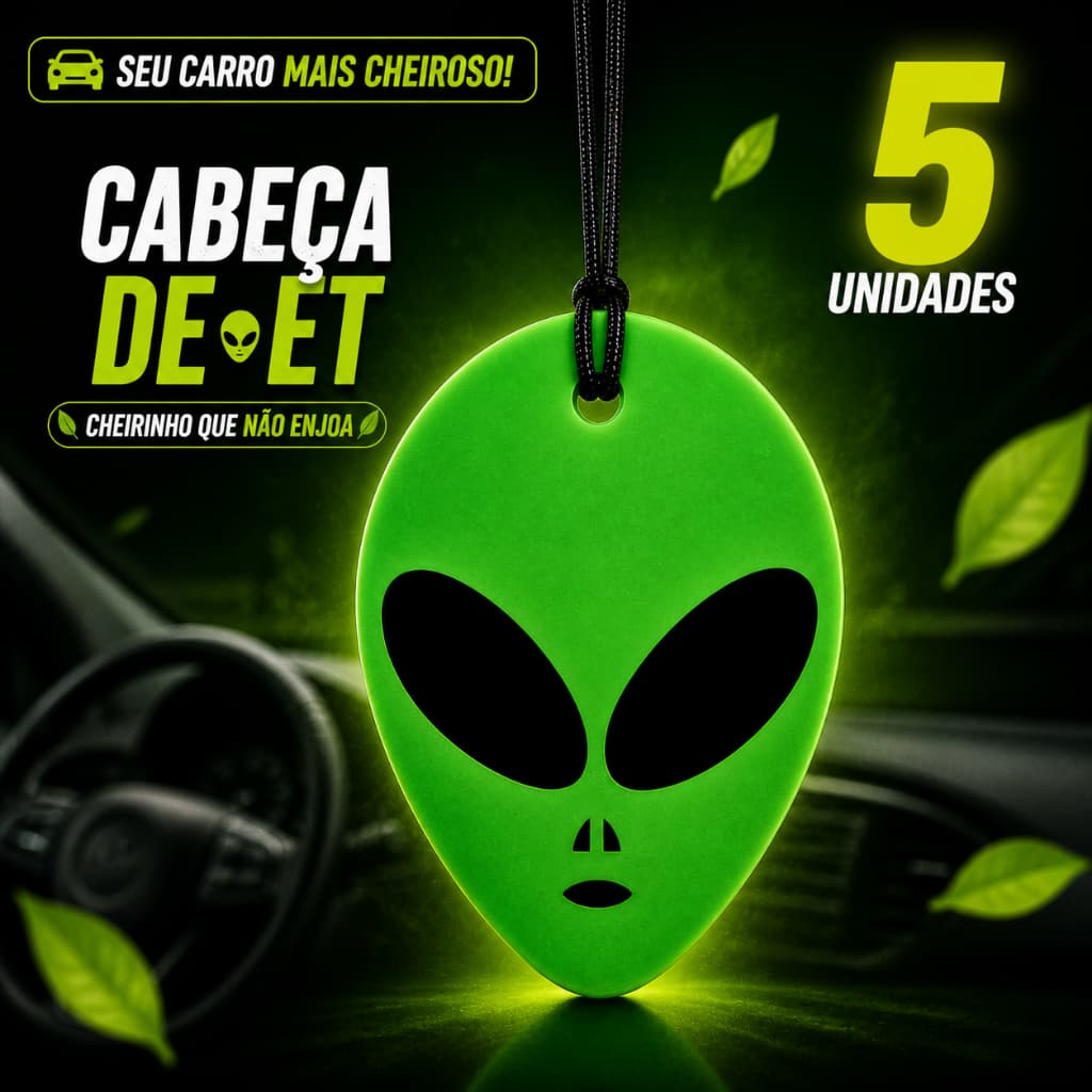 Aromatizante para Carro Cabeça ET | Kit 5 Unidades | Cheiro Suave e Duradouro | Decore e Perfume