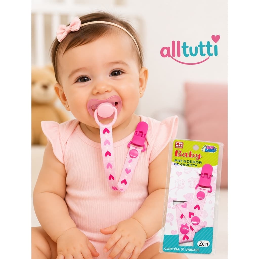 Prendedor De Chupeta Bico Para Bebe Clipe Fixação Menino E Menina Rosa Azul