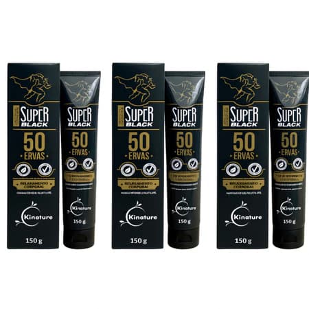 3 UN Pomada Massageadora dores musculares 150g Super Black Kinature - Bio instinto