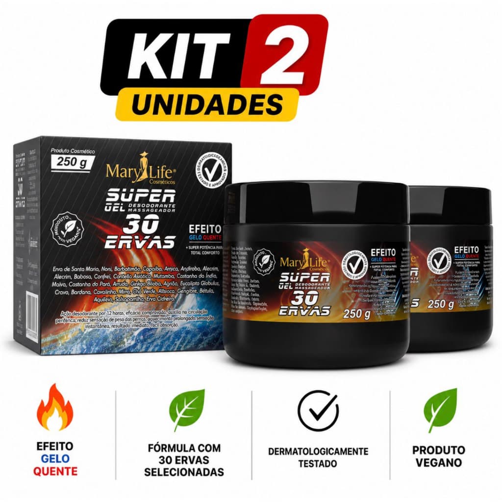 🟢 MARY LIFE KIT 2 SUPER GEL 30 ERVAS - 250g 🟢 💥 Alívio Imediato | Relaxante Muscular | Ação Refrescante 💥