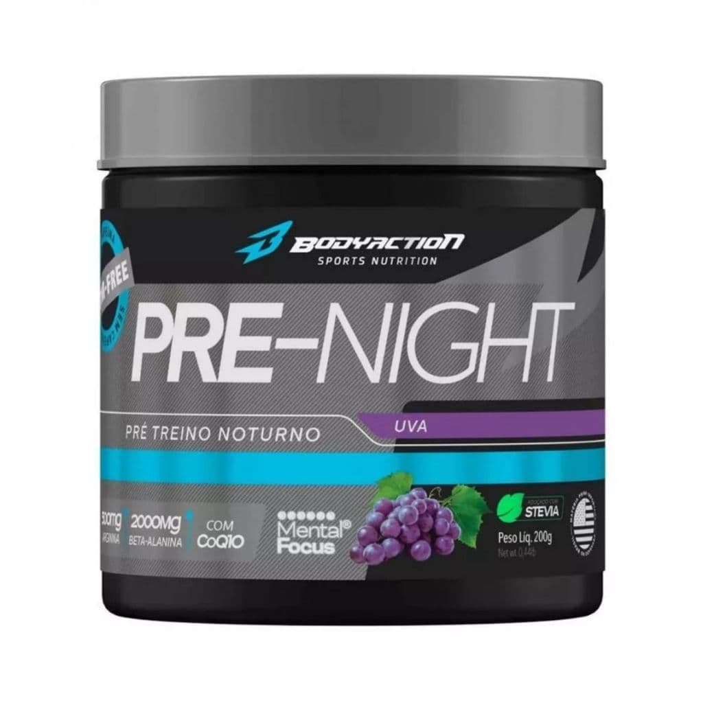 Suplemento Alimentar Pré Treino Bodyaction Pre-night 200g Sabor Uva