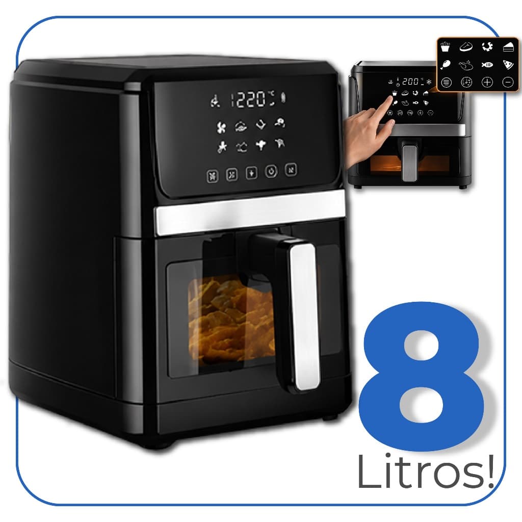 Air Fryer Fritadeira Elétrica 8 Litros Sem Óleo Painel Digital 1600W Linha Premium