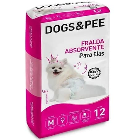 Fralda Higiênica Descartável Cães Fêmea Dogs & Pee "M" - 12 Uni