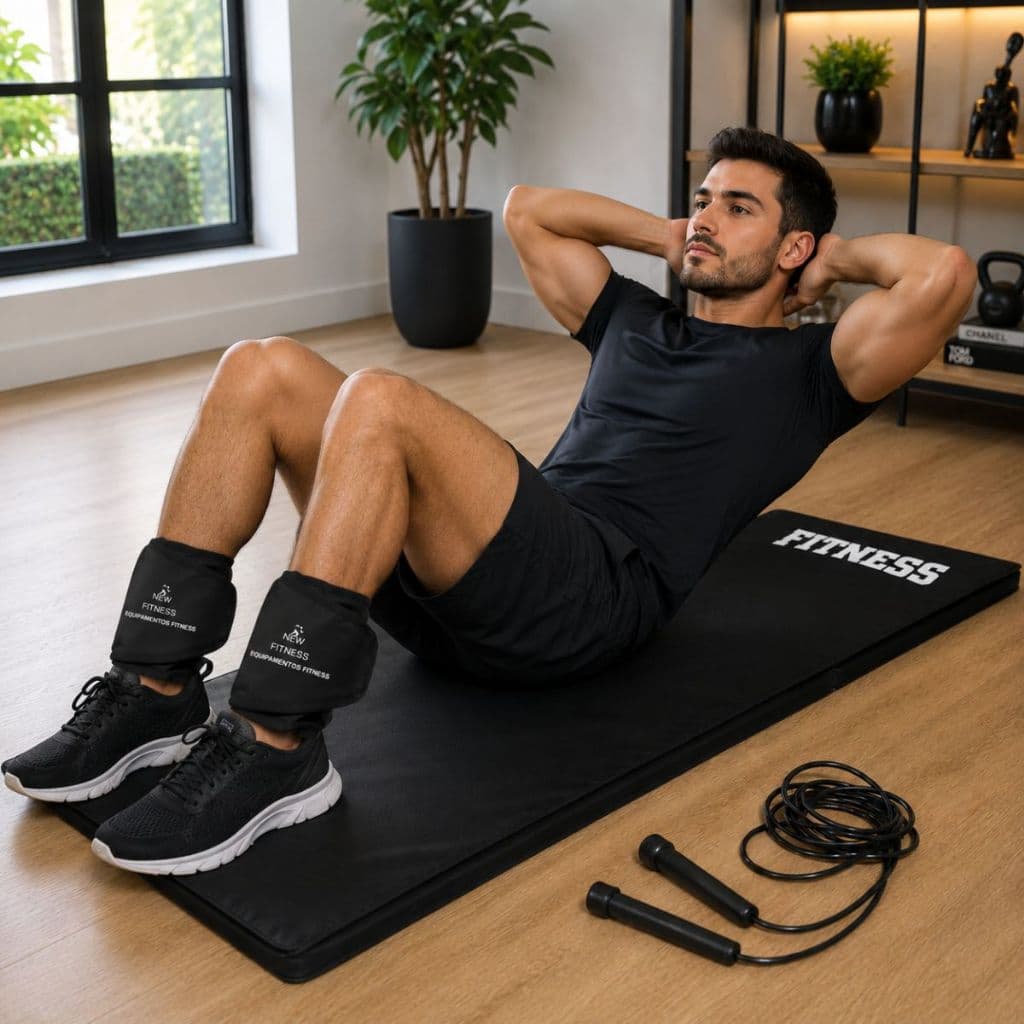 Kit Colchonete Academia Par Caneleira 1Kg Corda Pular Treino Funcional Saúde Bem Estar Fitness Musculação Envio Rápido