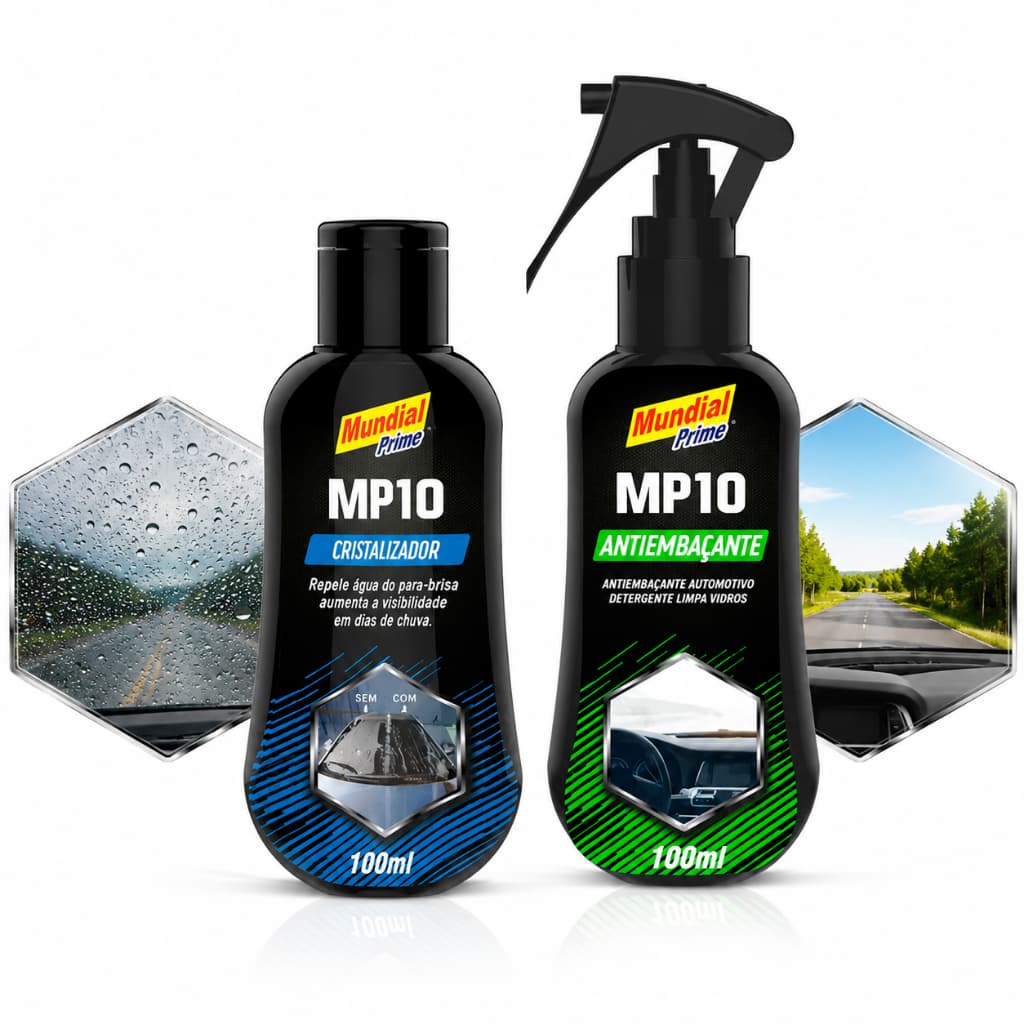 Kit Cristalizador + Antiembaçante Parabrisa Vidros Box Carro Vitrine