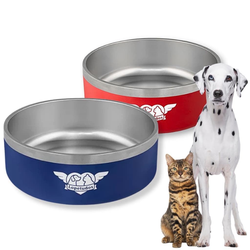 Comedouro Cachorro INOX Premium Antiderrapante 1,2L Inox Dine Bebedouro Cachorro Pote de Ração Pet