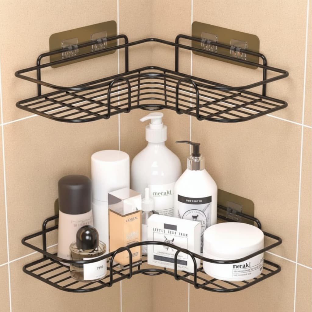 1/2/3 Prateleira Suporte De Banheiro Para Parede Cozinha Com Adesivos Porta Shampoo Rack