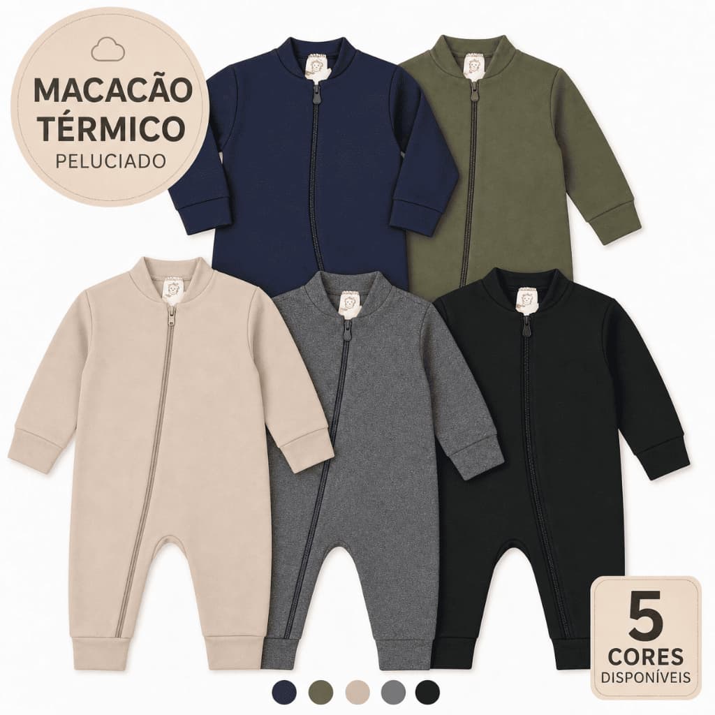 Macacão Térmico Bebê Inverno Quente Peluciado Roupa Frio Menino Menina