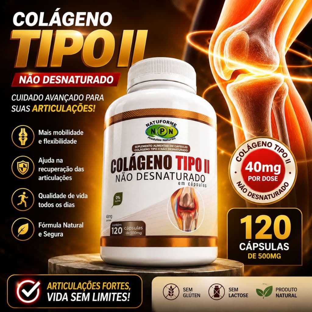 Colágeno Tipo 2 120 Cápsulas Suplemento Natural Vitaminas Premium