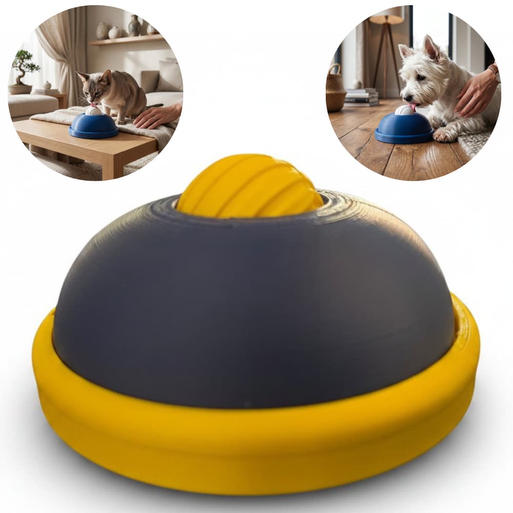 Lambedor Pet Iogurte com Bolinha Rotativa Giratória Brinquedo cachorro Interativo Reduz Ansiedade